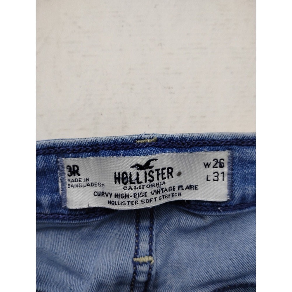 Hollister Curvy High-Rise Vintage Flare Jeans Light Wash Blue Women size 3 26x31 - Picture 4 of 8